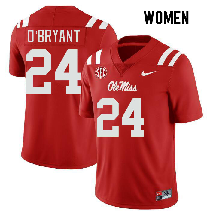 Women #24 Richard O'Bryant Ole Miss Rebels College Football Jerseys Stitched Sale-Red - Click Image to Close